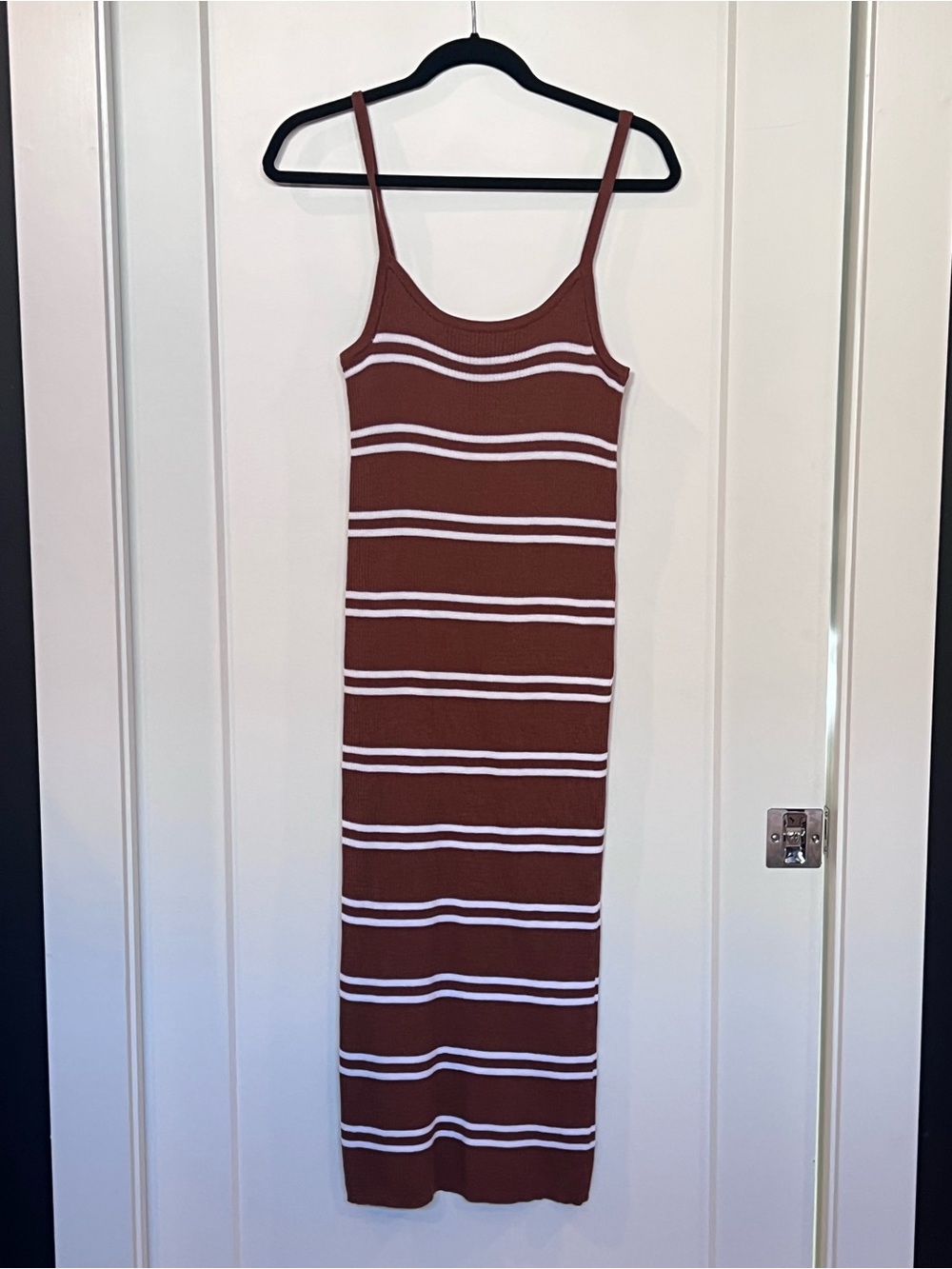 NWT Brown Striped Sweater Knit Midi Dress - Medium